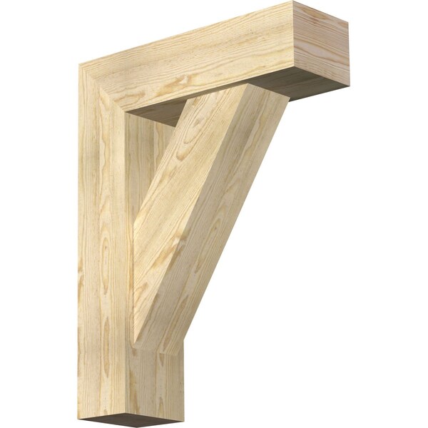 Ekena Millwork Traditional Block Rough Sawn Bracket w/ Offset Brace, Douglas Fir, 8"W x 26"D x 34"H BKT0806X26X34TRA05RDF - main